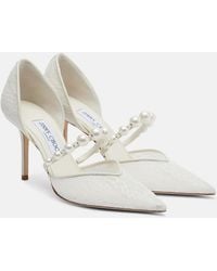 Jimmy Choo - Aurelie Faux Pearl-Embellished Satin Pumps - Lyst