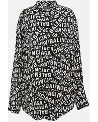 Balenciaga - Camisa de saten con logo - Lyst