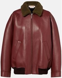 Marni - Shearling-Trimmed Leather Blouson Jacket - Lyst