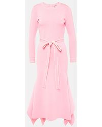 Monique Lhuillier - Belted Knitted Midi Dress - Lyst