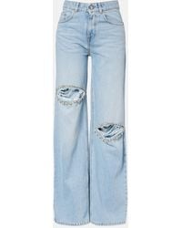 Area - Wide-Leg Jeans Mit Kristallen - Lyst