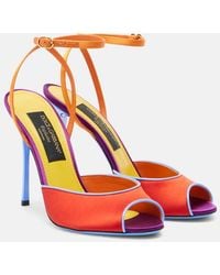Dolce & Gabbana - Keira Satin Slingback Sandals - Lyst