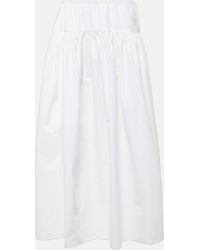 The Row - Leddie Gathered Cotton Midi Skirt - Lyst