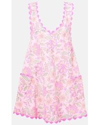 Juliet Dunn - Floral Printed Cotton Minidress - Lyst