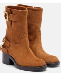 Chloé - Dakota Suede Biker Boots - Lyst