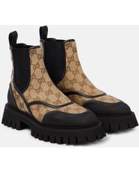 Gucci - Monogram Canvas Boots - Lyst