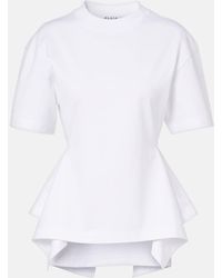 Alaïa - Draped Cotton Jersey T-Shirt - Lyst