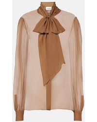 Saint Laurent - Bluse aus Seidenchiffon - Lyst