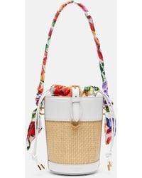 Dolce & Gabbana - Leather-Trimmed Raffia Bucket Bag - Lyst