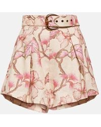 Zimmermann - Shorts Matchmaker in lino con stampa - Lyst