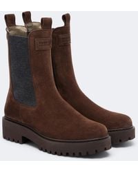 Brunello Cucinelli - Monili Suede Chelsea Boots - Lyst