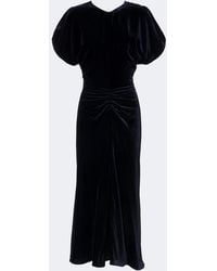 Victoria Beckham - Bela Gathered Velvet Midi Dress - Lyst