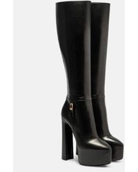 Saint Laurent - Nico Leather Platform Knee-High Boots - Lyst