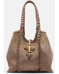 Tod's - T Timeless Medium Suede Tote Bag - Lyst