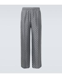 Gucci - Gg Silk Twill Wide-Leg Pants - Lyst