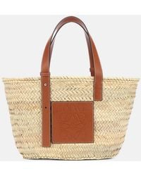 Loewe - Medium Leather-trimmed Basket Tote - Lyst