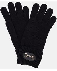 Gucci - Horsebit Ribbed-Knit Wool Gloves - Lyst