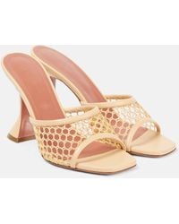 AMINA MUADDI - Lupita 95 Fishnet Leather-Trimmed Mules - Lyst