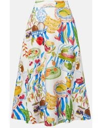 FARM Rio - Printed Linen-Blend Midi Skirt - Lyst