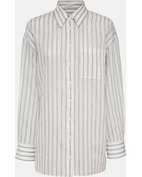 Brunello Cucinelli - Oversized Striped Cotton And Silk Shirt - Lyst