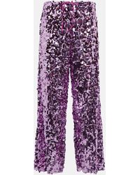 Oséree - Sequined High-rise Wide-leg Pants - Lyst