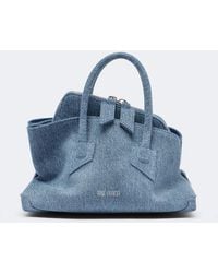The Attico - La Passeggiata Mini Denim Top-Handle Bag - Lyst