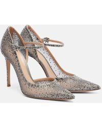 Gianvito Rossi - Rania 105 Embellished Suede Mary Jane Pumps - Lyst