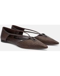 Max Mara - Volpino Leather-Trimmed Woven Ballet Flats - Lyst