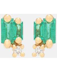 Suzanne Kalan - Fireworks 18kt Gold Earrings With Emeralds And Diamonds - Lyst