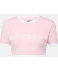 Givenchy - T-shirt raccourci en coton melange a logo - Lyst