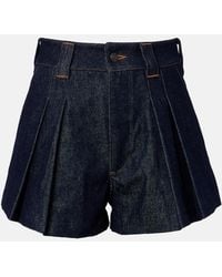 FRAME - Structural Pleated Denim Shorts - Lyst