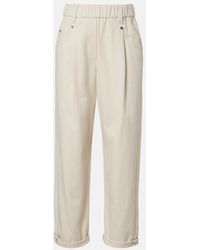 Brunello Cucinelli - Monili Cotton-Blend Straight Pants - Lyst