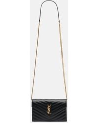Saint Laurent - Cassandre Envelope Small Leather Wallet On Chain - Lyst