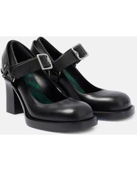 Burberry - Stirrup 85 Leather Pumps - Women's - Calf Leather/cotton/calf Leather - Lyst