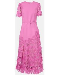 Oscar de la Renta - Orchid Guipure Wool-Blend Midi Dress - Lyst