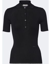 Fendi - Ribbed-Knit Wool-Blend Polo Shirt - Lyst