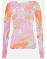 PUCCI - Orchidee Sheer Tulle Top - Lyst