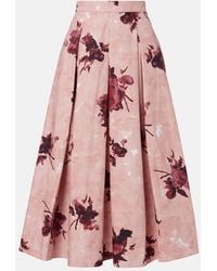 Erdem - Jupe Midi En Coton A Fleurs - Lyst