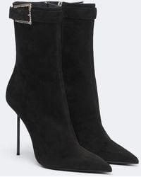 Paris Texas - Lidia Embellished Suede Ankle Boots - Lyst