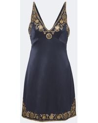Versace - Medusa Embellished Silk Cady Satin Minidress - Lyst