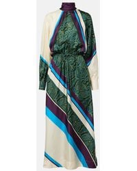 ALÉMAIS - Joni Printed Silk Midi Dress - Lyst