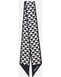 Prada - Printed Silk Twill Scarf - Lyst