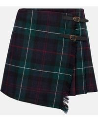 Polo Ralph Lauren - Plaid Pleated Wool Twill Wrap Skirt - Lyst