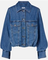 Loewe - Gathered Denim Jacket - Lyst