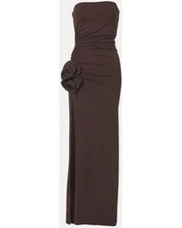 Magda Butrym - Floral-Applique Ruched Jersey Maxi Dress - Lyst
