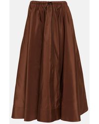 Valentino - Pleated Silk Midi Skirt - Lyst