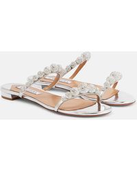 Aquazzura - Disco Dancer Embellished Leather Sandals - Lyst