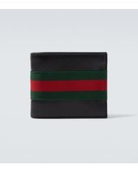 Gucci - Cartera Plegable Trademark De Piel Con Web - Lyst