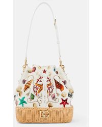Dolce & Gabbana - Bucket-Bag DG Capri aus Canvas mit Raffiabast - Lyst
