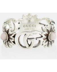Gucci - GG Marmont Sterling Silver Ring With Pearls - Lyst